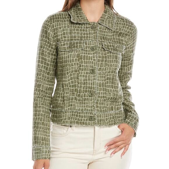 Tommy Bahama Two Palms Crocotiles Linen Jacket Green with Raw Edge size small - Picture 1 of 10
